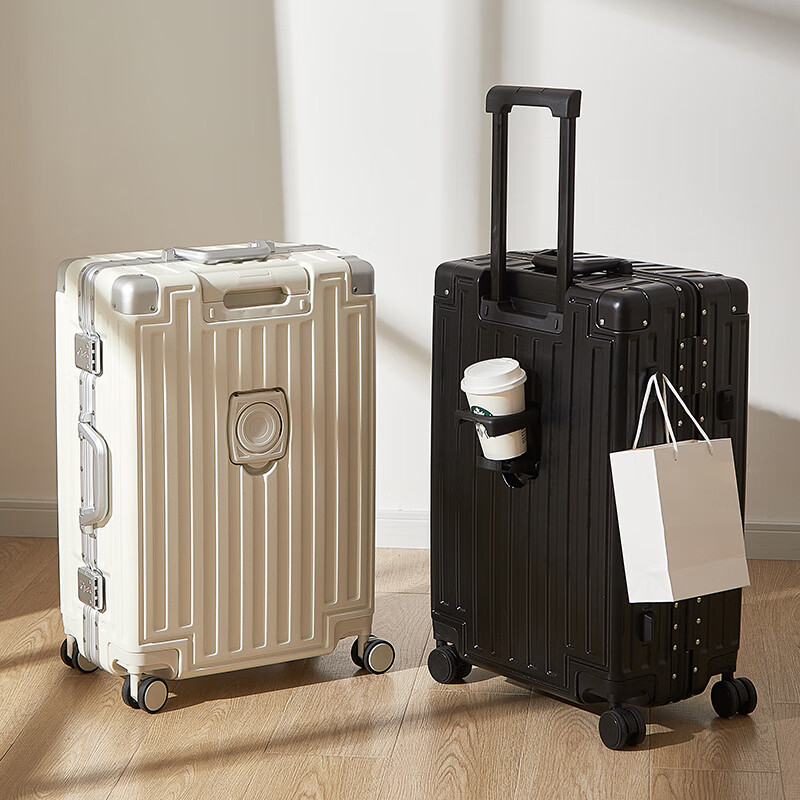 SOO Aluminum Frame Suitcase, Stylish Trolley Case, Durable Travel Luggage, Passw...