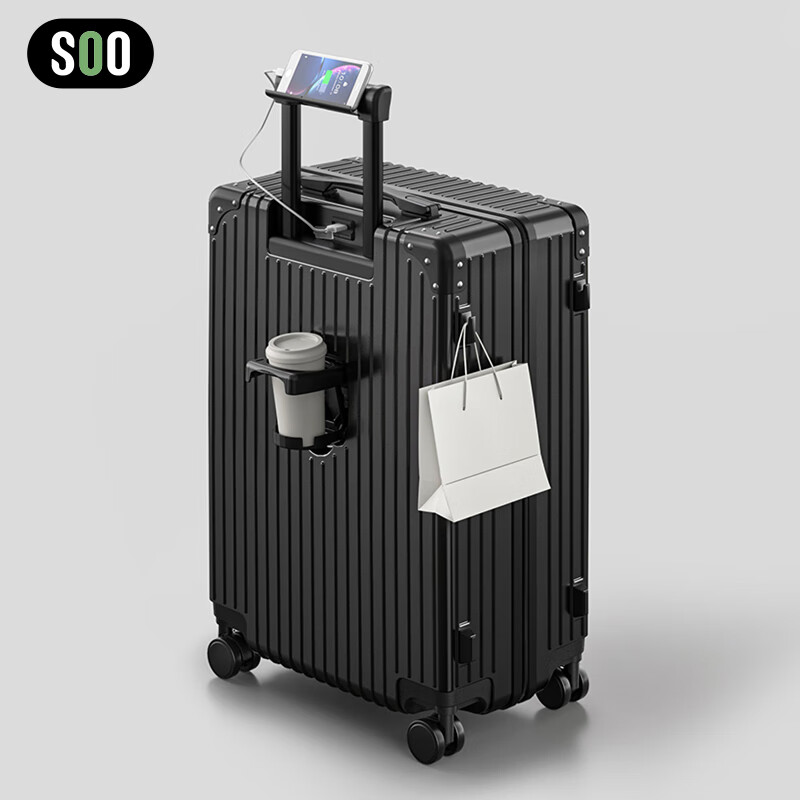 SOO Multi-functional Luggage Suitcase with Telescopic Handle, Large Capacity for...