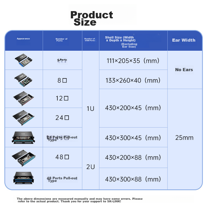 SK-LINK Desktop Fiber Optic Terminal Box, 4-Port 4-Core Single-Mode FC Fully-Con...
