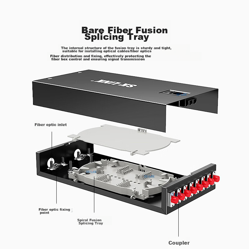 SK-LINK Desktop Fiber Optic Terminal Box, 4-Port 4-Core Single-Mode FC Fully-Con...