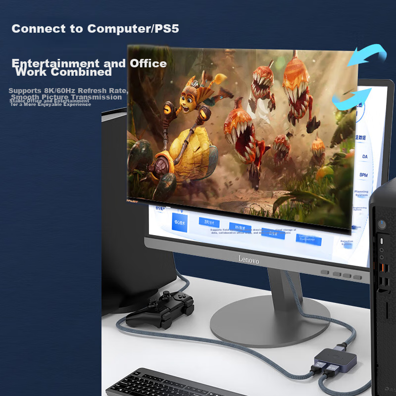 ULT-Unite HDMI 2.1 Switch, Two-In 8K/60Hz HD Video Distributor, Laptop TV Projec...