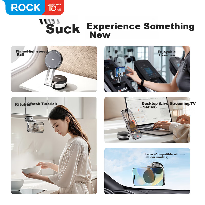 ROCK Electric Suction Cup Magnetic Phone Holder Car Mount Dashboard Vacuum Adsor...
