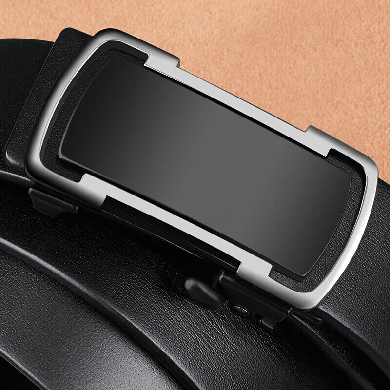 Viney Men's Leather Belt with No Teeth Automatic Buckle Inside Buckle Belt Birth...