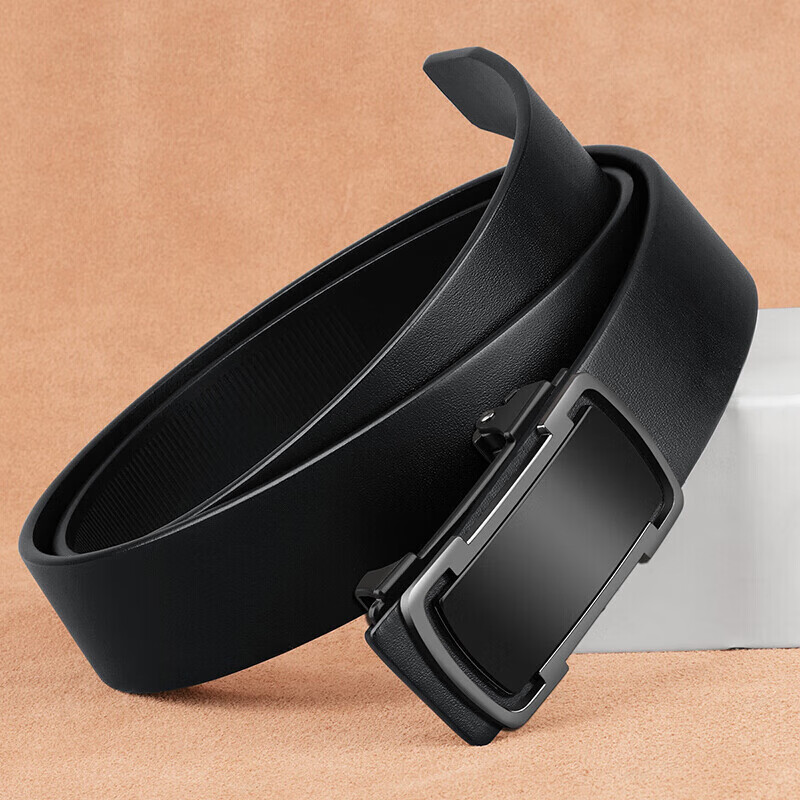 Viney Men's Leather Belt with No Teeth Automatic Buckle Inside Buckle Belt Birth...