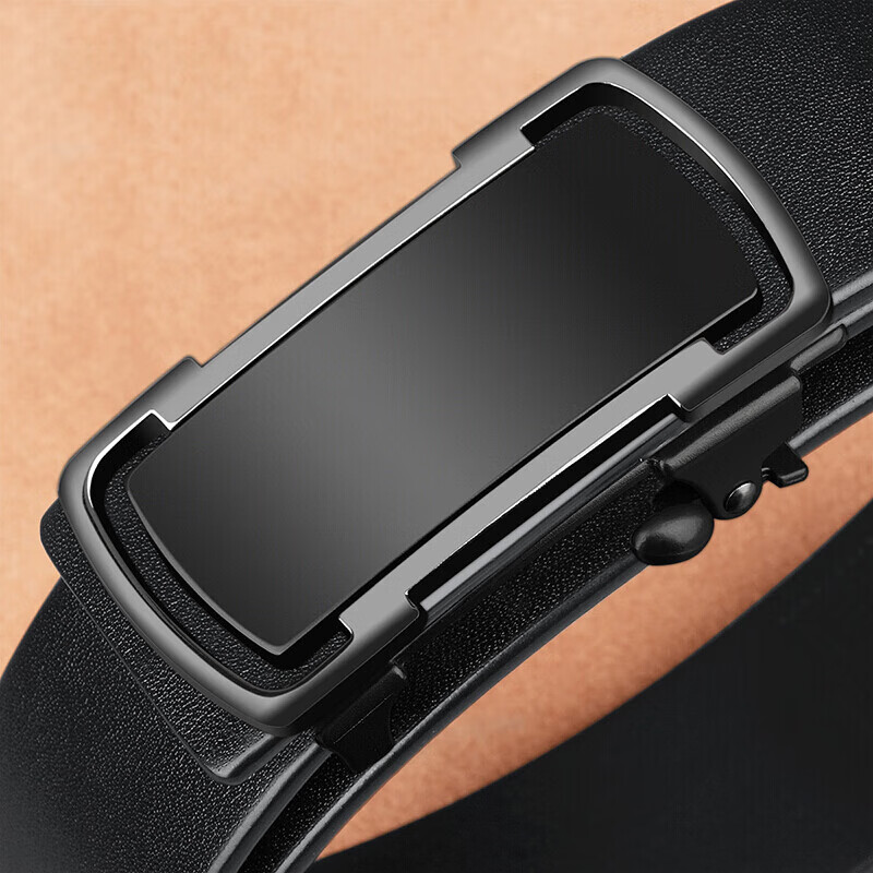 Viney Men's Leather Belt with No Teeth Automatic Buckle Inside Buckle Belt Birth...