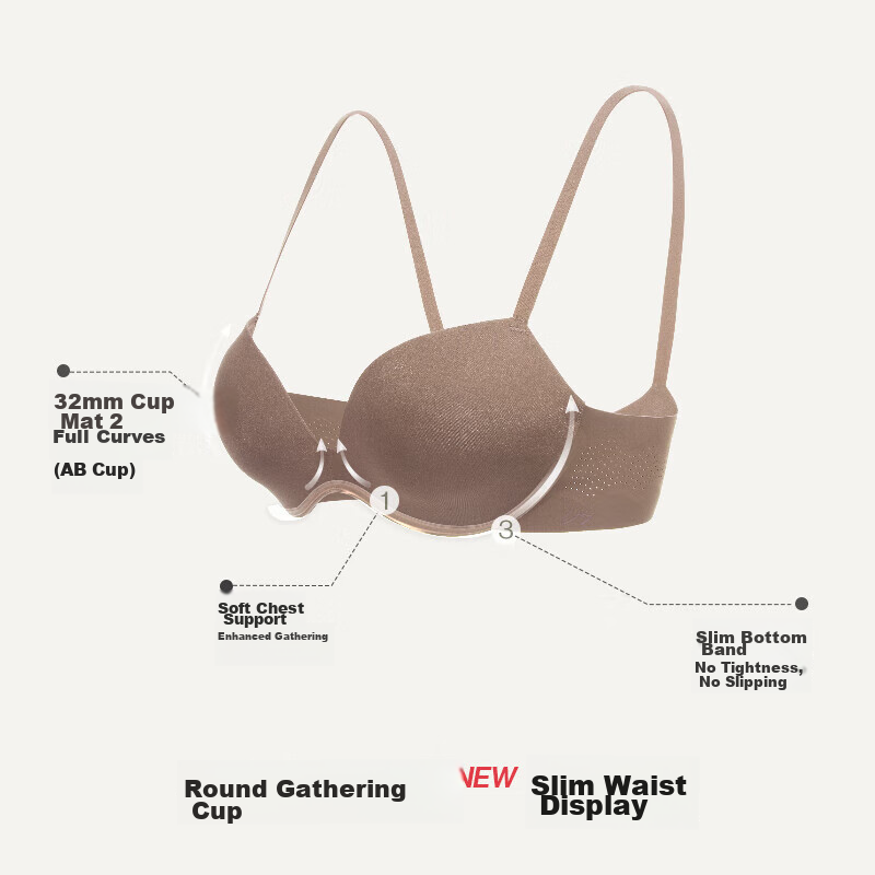 Ubras Yushuoxin Same Style Push-Up Seamless Sexy Wireless Bra Women's Underwear,...