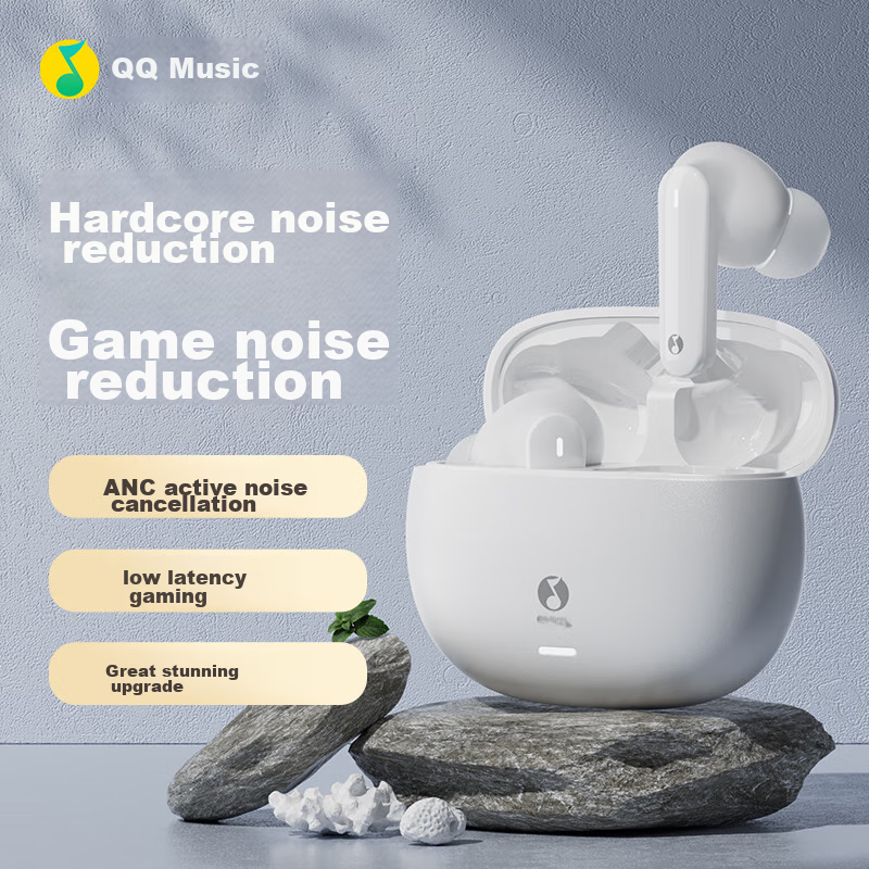 QQ Music ET51 - Starlight White True Wireless Bluetooth Earphones, ANC Active No...