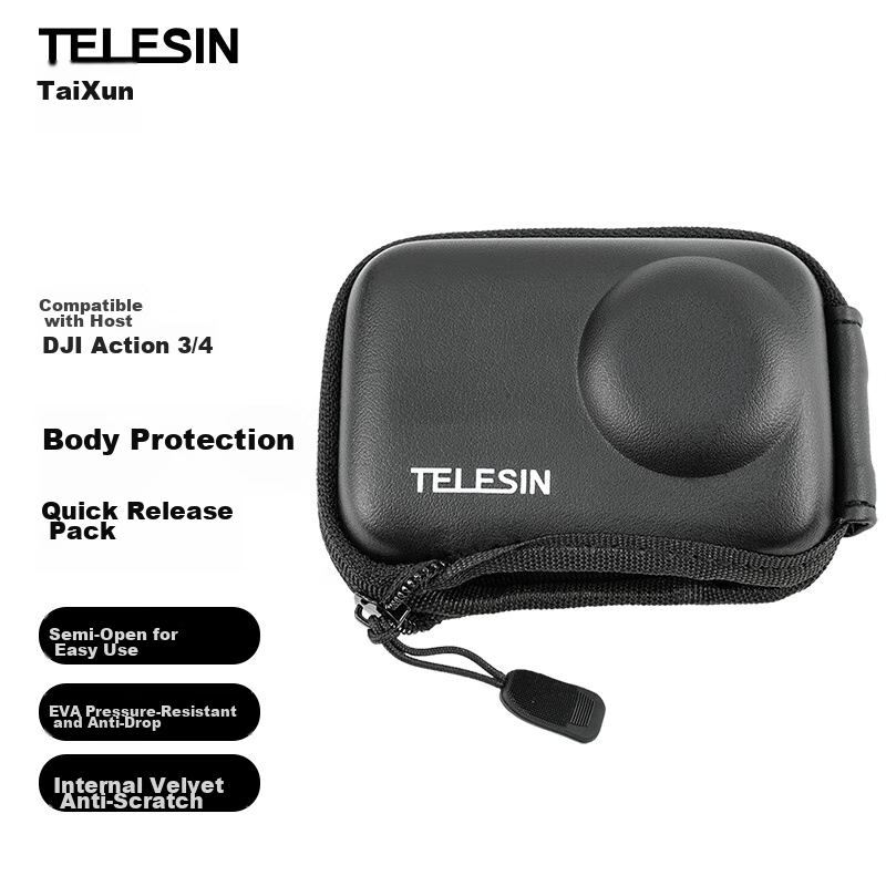 TELESIN Compatible with DJI Action 3, 4, 5 Pro Storage Case, Body Protection Cas...