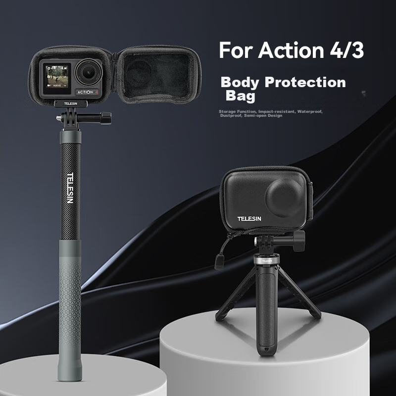 TELESIN Compatible with DJI Action 3, 4, 5 Pro Storage Case, Body Protection Cas...