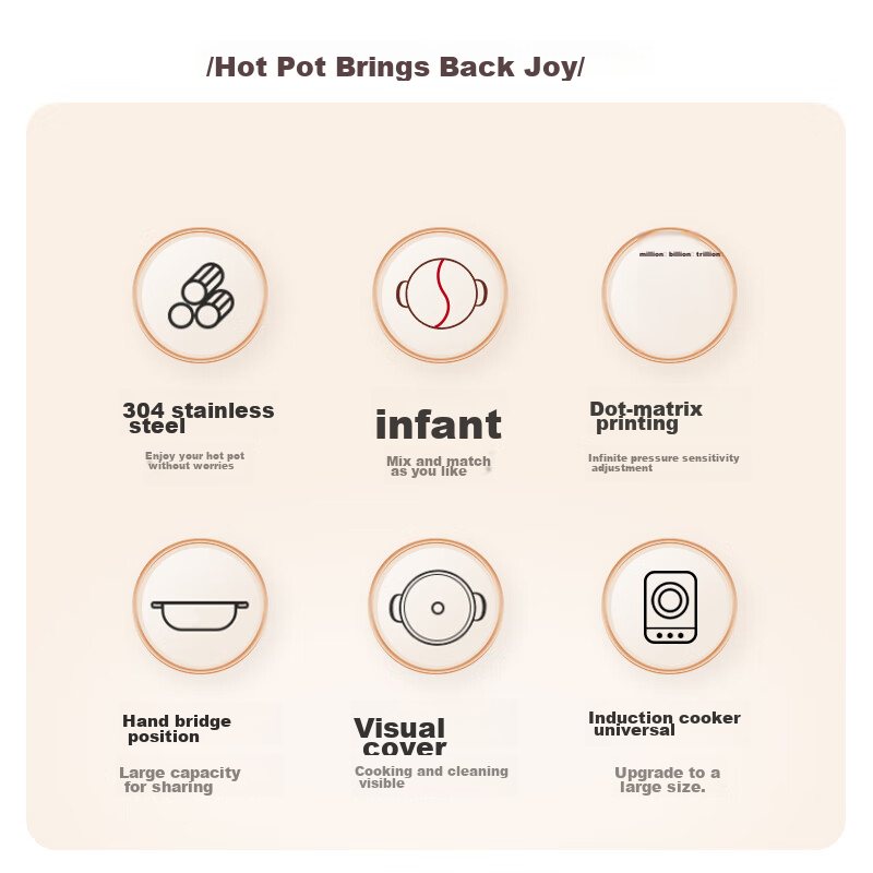 Aishida ASD Hot Pot, 304 Stainless Steel, 30CM, Suitable for Both Sides, Thicken...