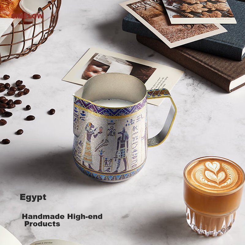 SIMELO Pure Titanium Coffee Latte Art Pitcher with Pointed Spout Milk Frothing C...