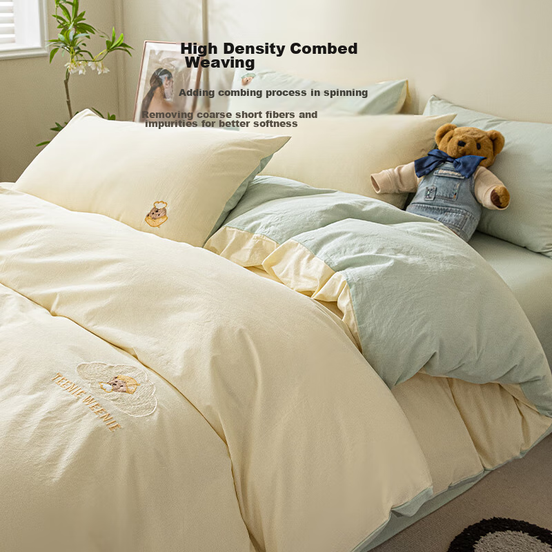 TEENIE WEENIE Autumn And Winter Bedding Set, 100% Pure Cotton, Includes Fitted S...