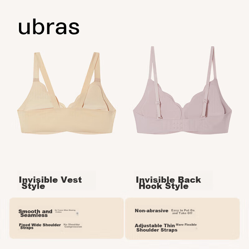 Ubras Petal Cup Soft Support Bra with Thin Straps, Women's Underwear, Wireless,...
