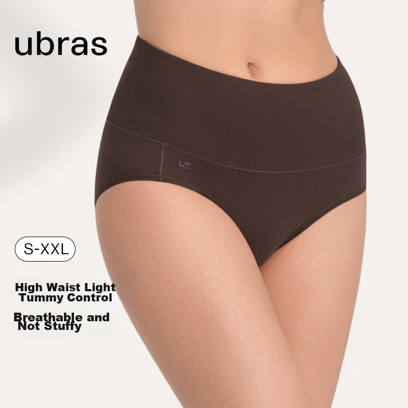 Ubras Light Tummy Control Pure Cotton Antibacterial Crotch High-Waist Triangle P...