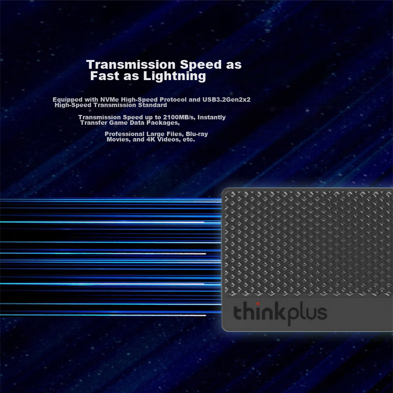 ThinkPlus Lenovo 512GB Portable SSD, Transfer Speed 2100MB/s, High-Speed Compute...