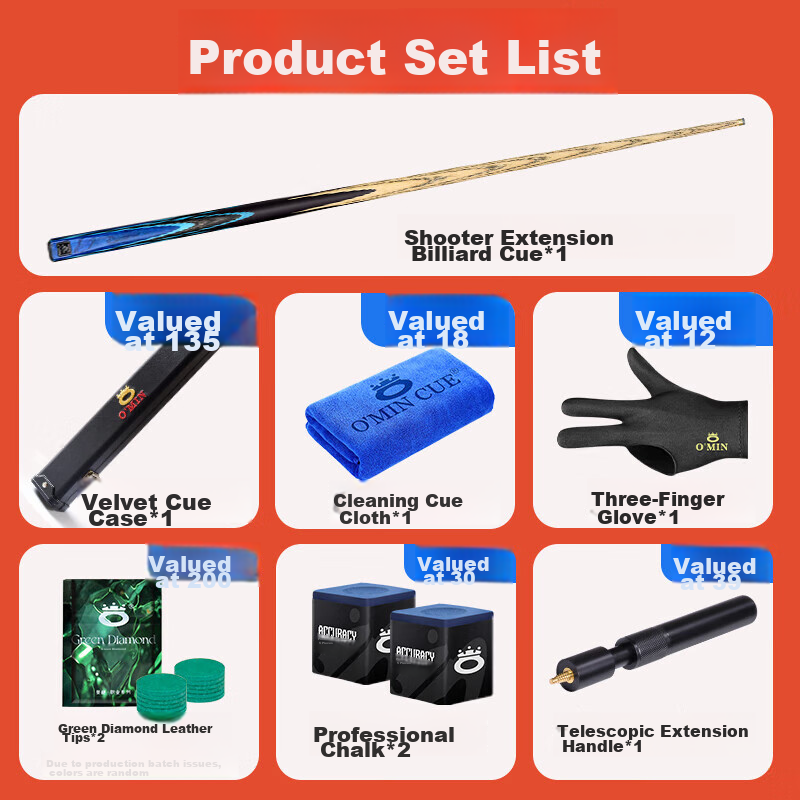 Aomi Xindai Pool Cue Set, Small Tip, Snooker Cue, Chinese 8-Ball, Black 8 Billia...