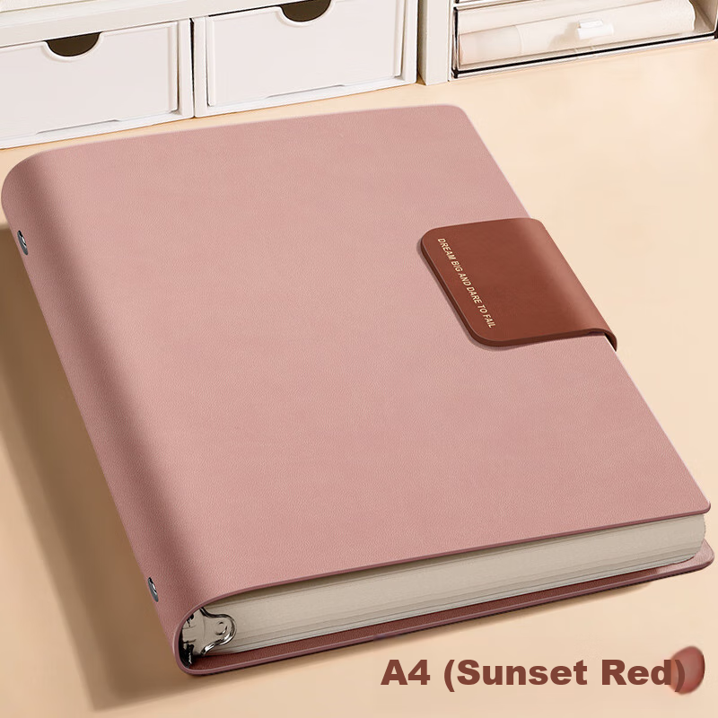 Ujia A4 Loose-leaf Notebook High Appearance Value Simple Soft Leather Thick Hori...