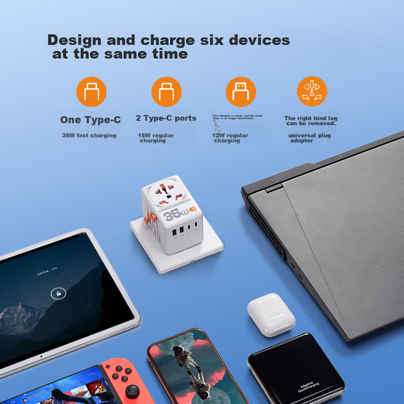 TESSAN PD35W Fast Charging Travel Adapter for International Trips / Multi-Countr...