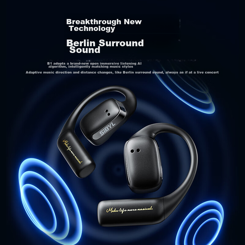 Sibyl B1 [ANC Active Noise Cancellation] Open-Ear Headphones, Bluetooth Wireless...