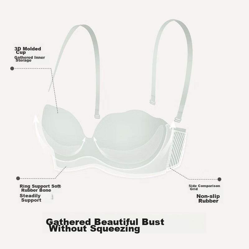Ubras Two-Way Detachable Strap Bra, Push-Up Bandeau for Small Breasts, Strapless...