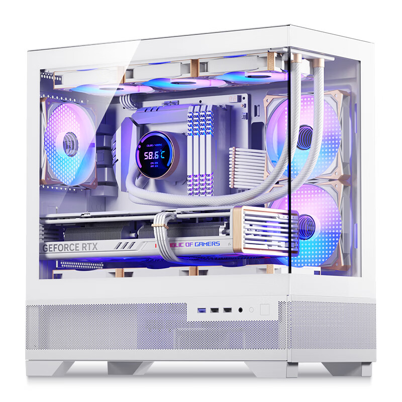 Aigo W60 White Gaming Desktop Computer Case, Supports 360mm Water Cooling, M-ATX...