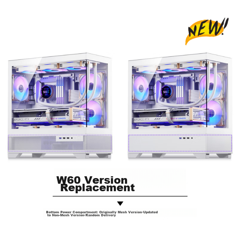 Aigo W60 White Gaming Desktop Computer Case, Supports 360mm Water Cooling, M-ATX...