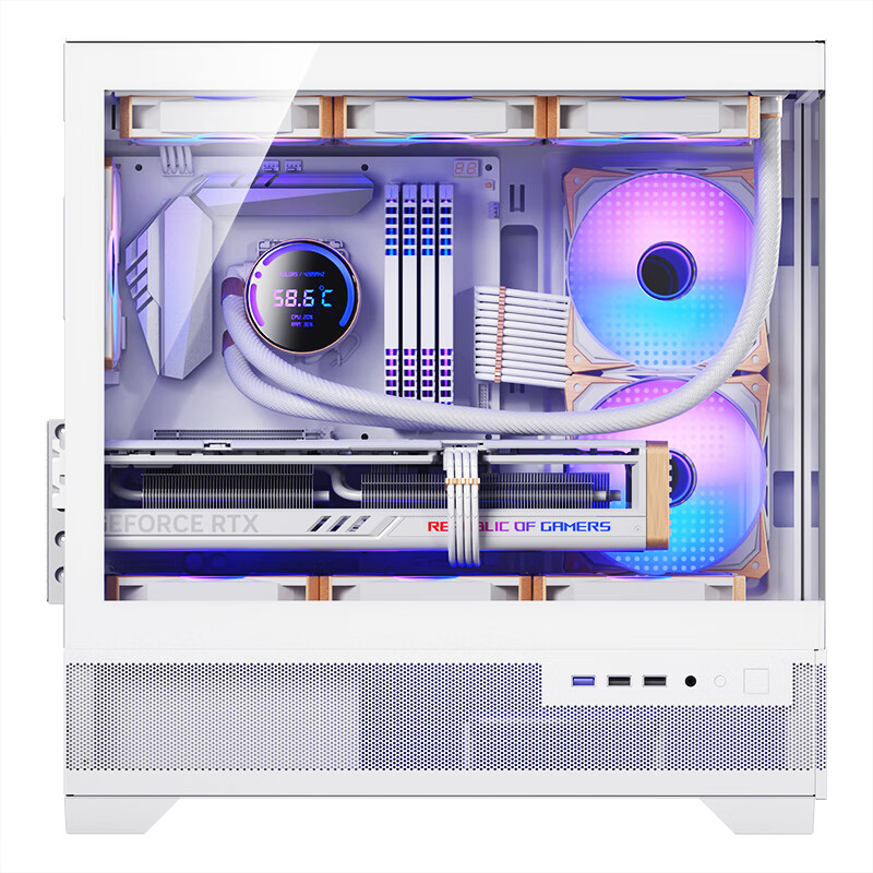Aigo W60 White Gaming Desktop Computer Case, Supports 360mm Water Cooling, M-ATX...