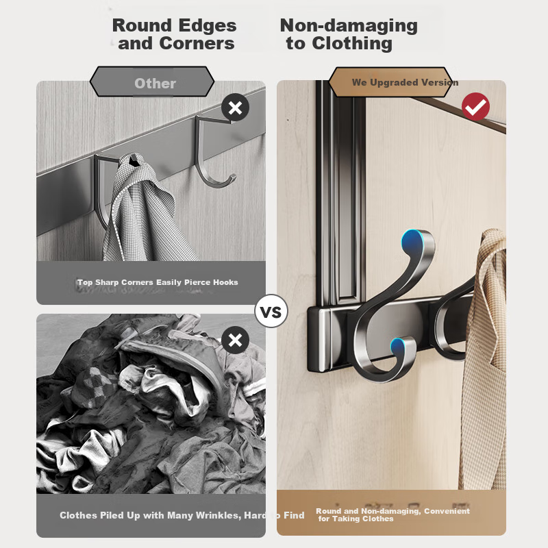 YWEEL Space Aluminum Door Back Hook Clothes Hanger Door Back Hanging Clothes Art...