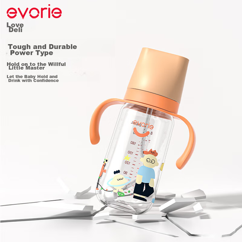 Evorie Baby Bottle, Wide Neck with Double Handles And Gravity Ball, Tritan Bottl...