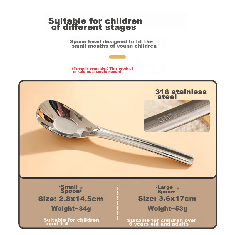 Baoshi Baby Spoon, Children's Supplementary Food Spoon, 316 Stainless Steel Yuan...