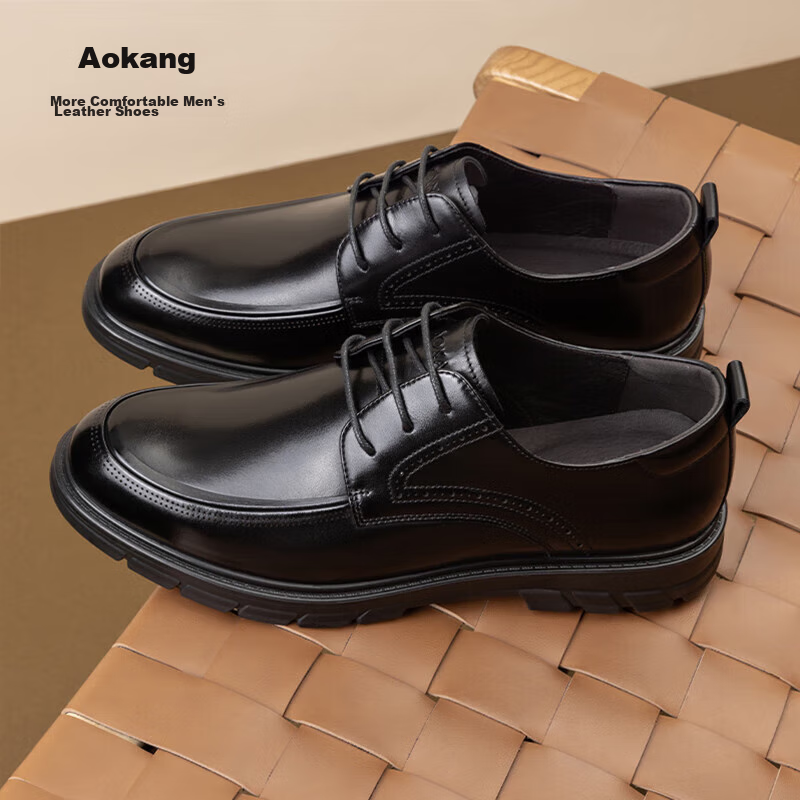 Aokang Business Casual Leather Shoes for Men, Cowhide Texture Men's Leather Shoe...