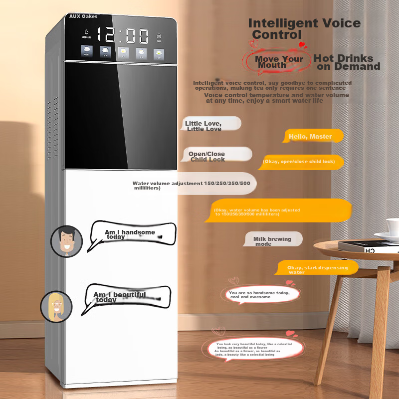 AUX Bottom-Placed Voice-Controlled Instant Hot Water Dispenser, 3-Second Rapid Heating, Instant Hot Drinking, Touch Control Large Screen Voice Control Jade White Warm Model YJX-16Y