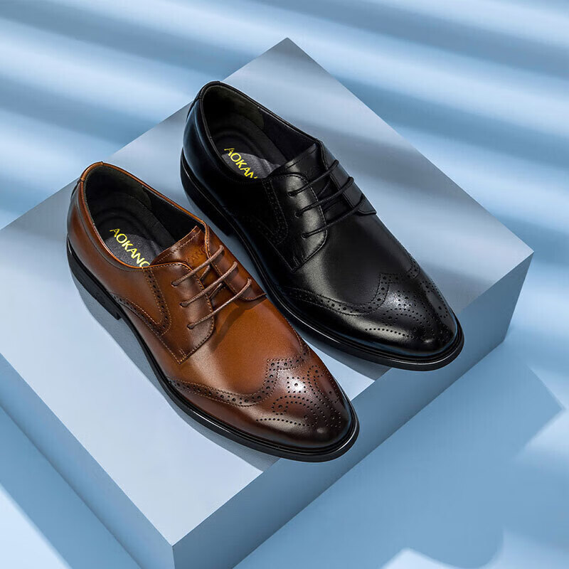 Aokang (Aokang) British Style Brogue Carved Leather Shoes, Business Formal Shoes...