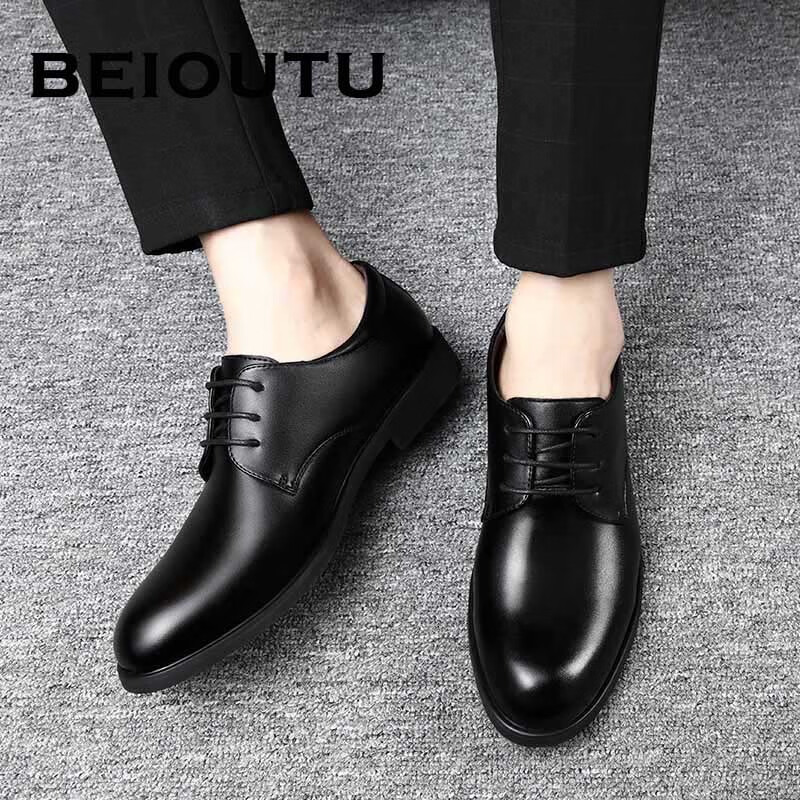 BEIOUTU Men's Lace-Up Formal Business Shoes, British Style Comfortable Work Comm...
