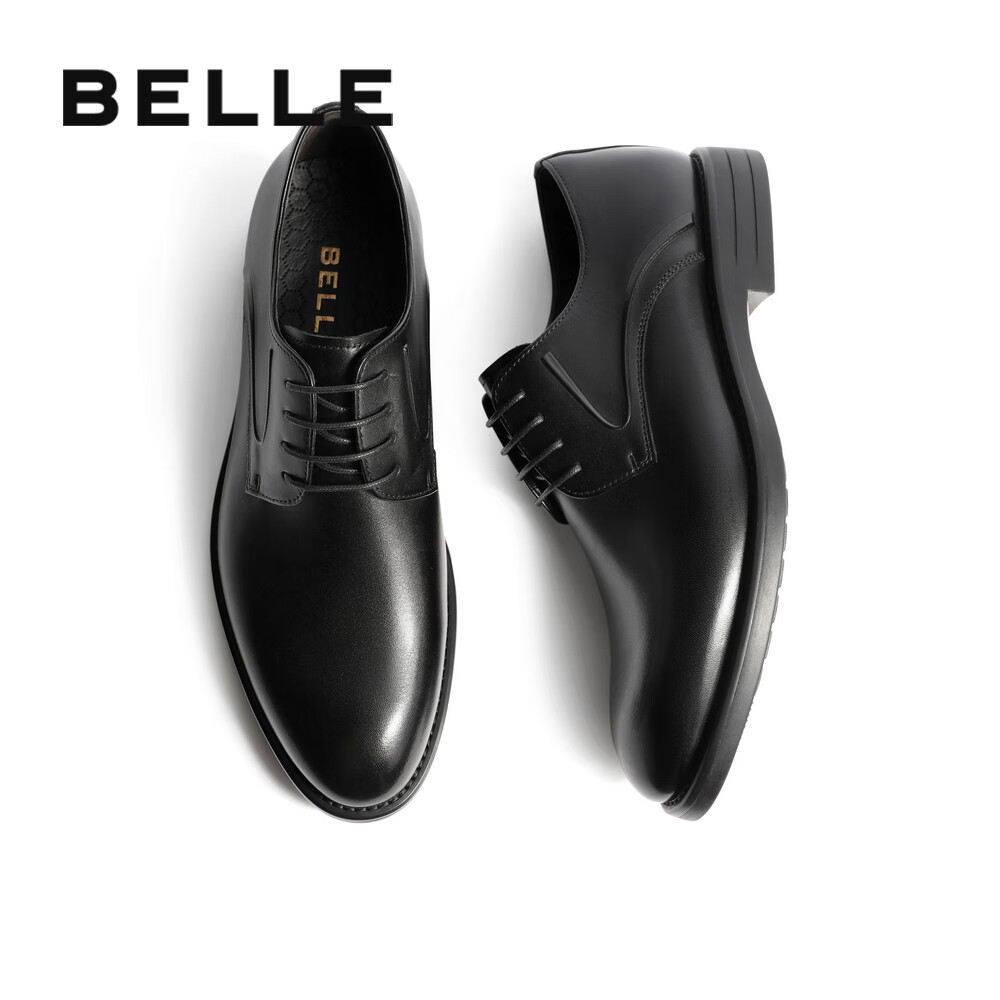 Belle Men's Leather Shoes Shock Absorption Business Formal Shoes A0766CM2 Black...