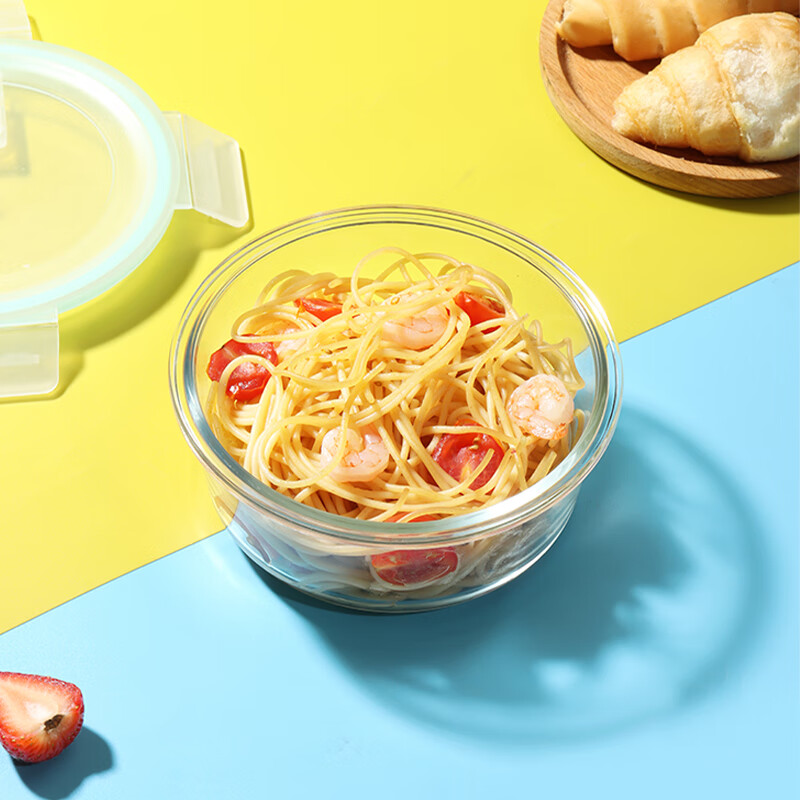 Baijie High Borosilicate Glass Lunch Box for Office Workers, Microwave And Refri...