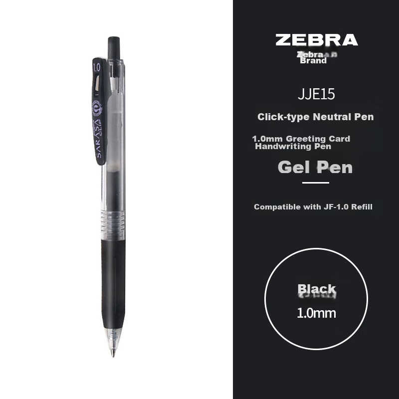 ZEBRA Brand Retractable Gel Pen, 1.0mm Bullet Tip, for Greeting Cards And Journa...