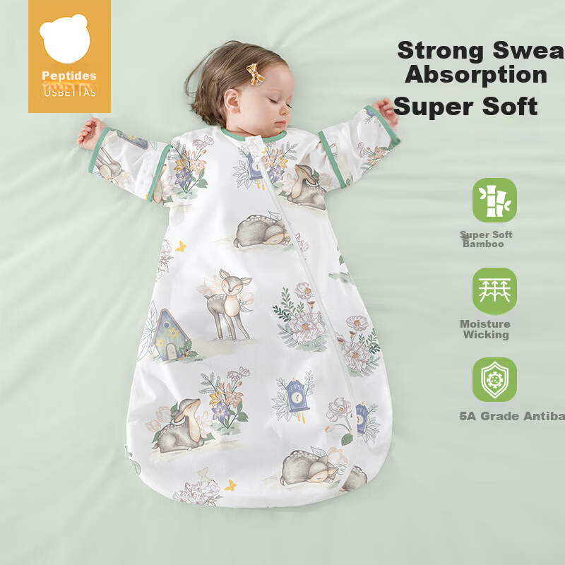 Beipes Baby Sleeping Bag Spring and Autumn Bamboo Cotton Gauze Baby Pajamas One-...
