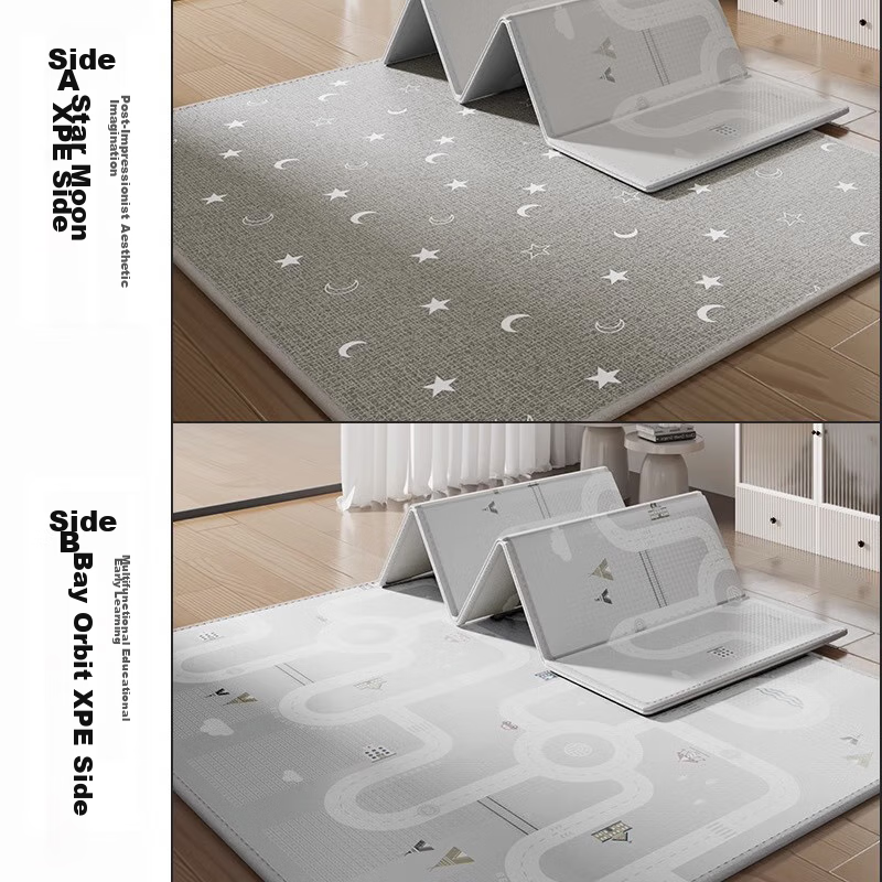 BEIE Baby Crawling Mat, Double-Sided XPE Foldable Play Mat, Star And Moon + Bay...