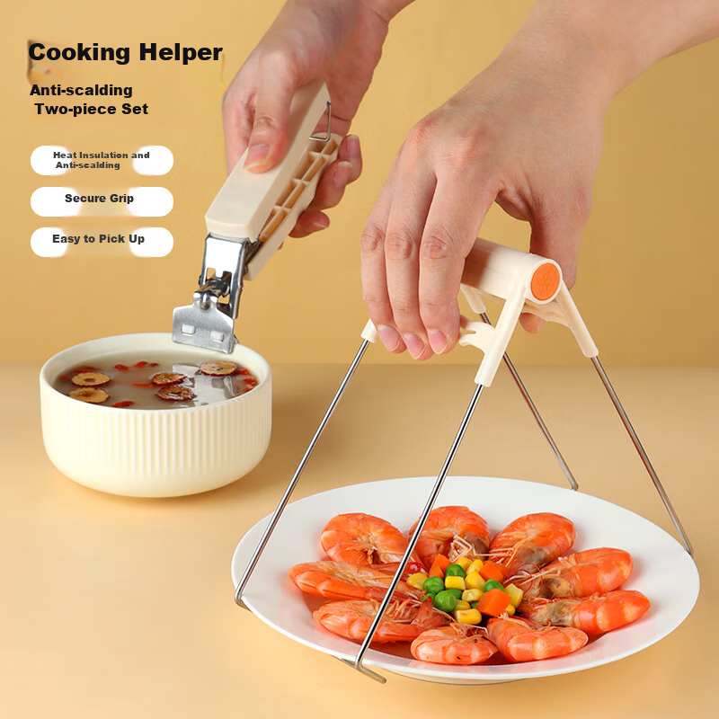 Baijie Heat-Resistant Clip 2-Piece Set, Plate Lifter, Bowl Holder, Steamer Clip,...