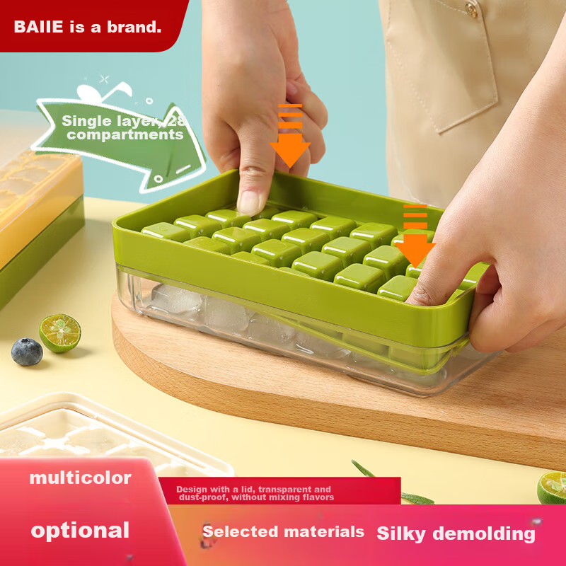 Baijie Ice Cube Mold, Storage Box, Ice Tray, Ice Maker with Lid, Ice Cube Mold,...