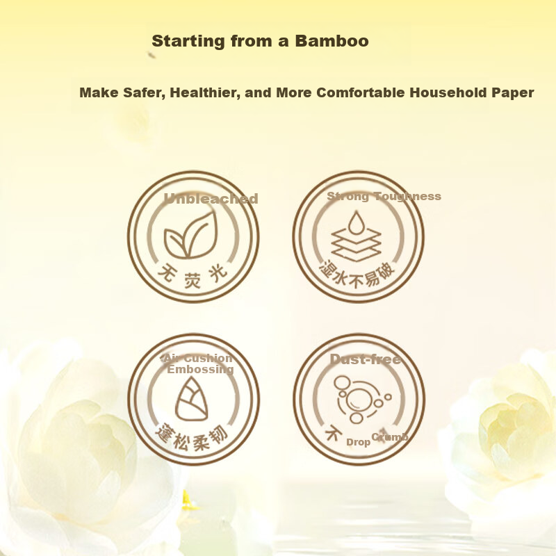 Bamboo Hanging Tissue, 5 Layers 250 Sheets*10 Packs M Size, Original Bamboo Pulp...