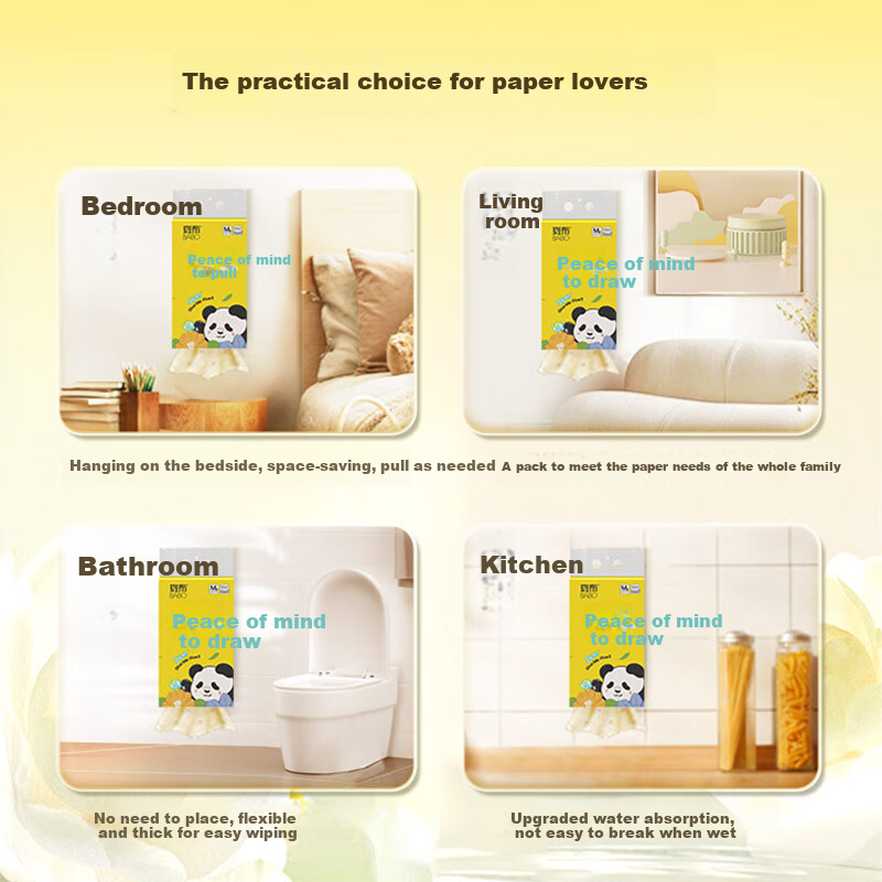 Bamboo Hanging Tissue, 5 Layers 250 Sheets*10 Packs M Size, Original Bamboo Pulp...