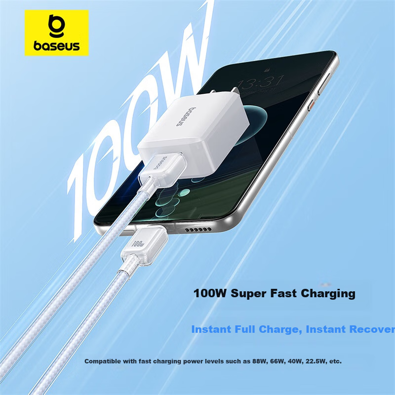 Baseus Type-C Data Cable, 6A Super Fast Charging 100W/88W/66W/40W, Compatible wi...