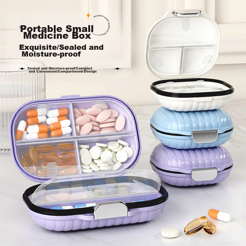 Baicaoyuan Portable Pill Organizer, Weekly Pill Box, Seven-Day Travel Pill Dispe...