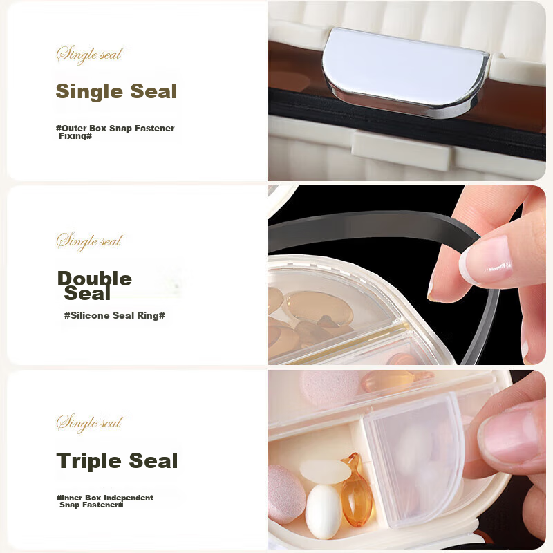 Baicaoyuan Portable Pill Organizer, Weekly Pill Box, Seven-Day Travel Pill Dispe...