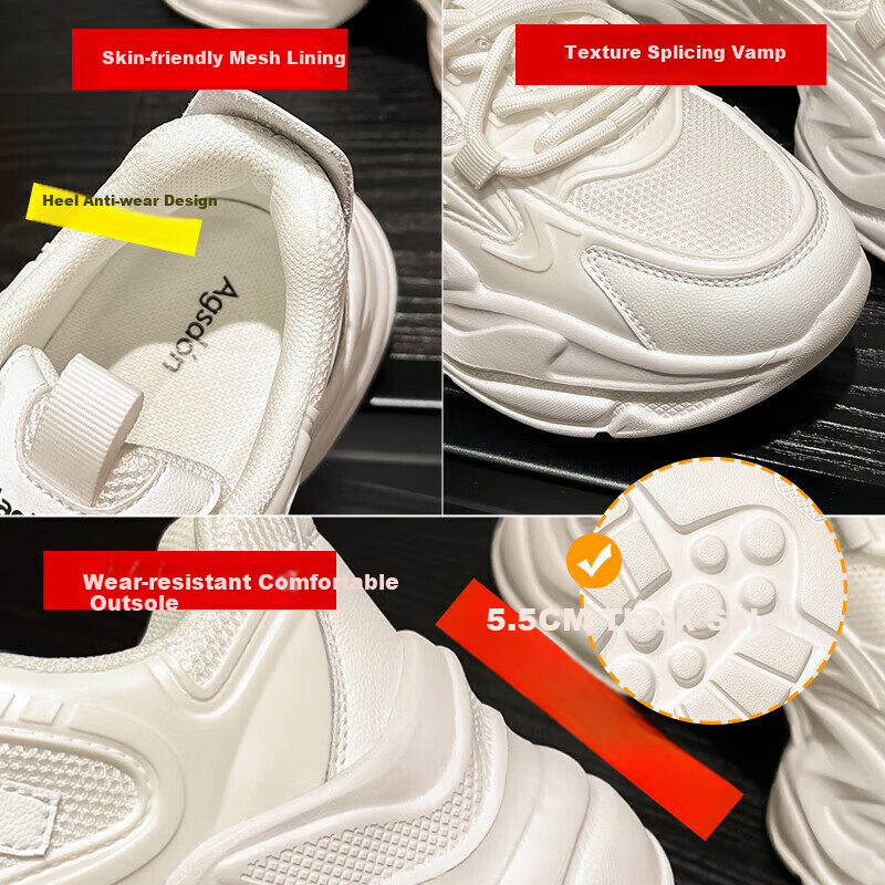 Agsdon (Agsdon) Women's Dad Shoes Spring Mesh Thick-soled Running Shoes Women's...