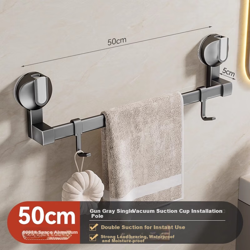 Baihan Suction Cup Towel Rack Bathroom Storage Shelf Bathroom No Punching Pendan...