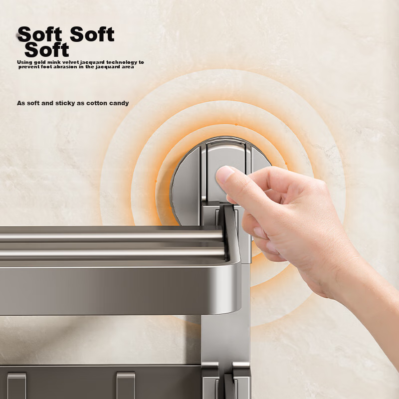 Baihan Suction Cup Towel Rack, Bathroom Storage Shelf, No Drilling Required, Toi...