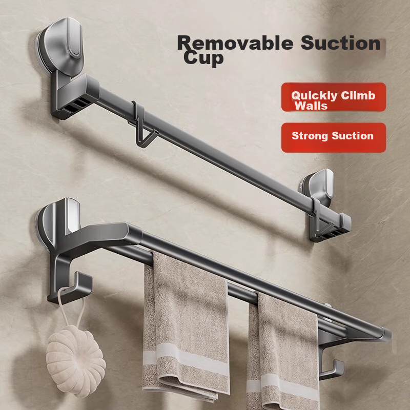 Baihan Suction Cup Towel Rack, Bathroom Storage Shelf, No Drilling Required, Toi...